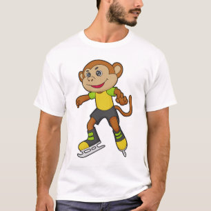 Monkey at Ice skating with Ice skates T-Shirt