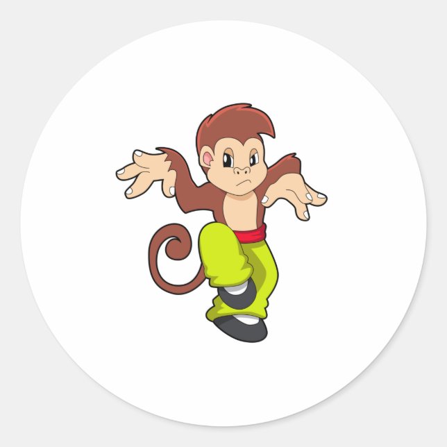 Monkey at Martial arts Kungfu Classic Round Sticker (Front)