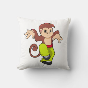Monkey at Martial arts Kungfu Throw Pillow
