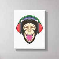 Monkey at Music with Headphone