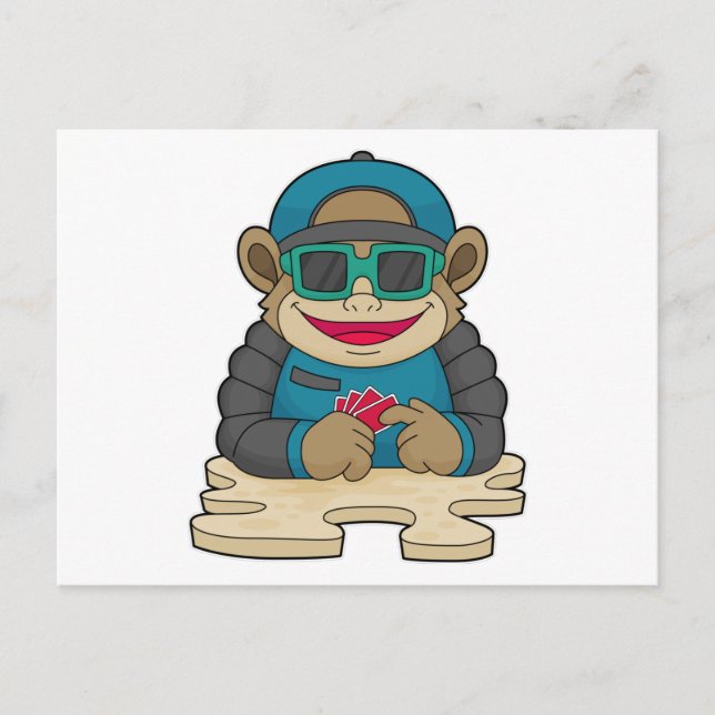 Monkey at Poker with Poker cards & Sunglasses (Front)