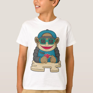 Monkey at Poker with Poker cards & Sunglasses T-Shirt