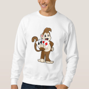 Monkey at Poker with Poker cards Sweatshirt