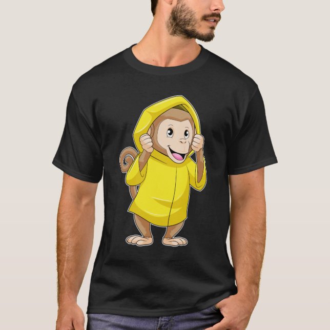 Monkey at Raining with Raincoat T-Shirt (Front)