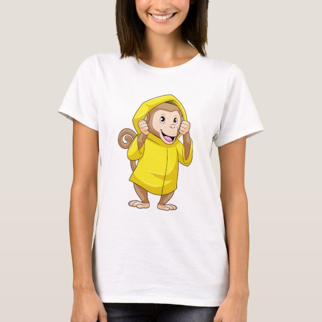 Monkey at Raining with Raincoat T-Shirt (Front)