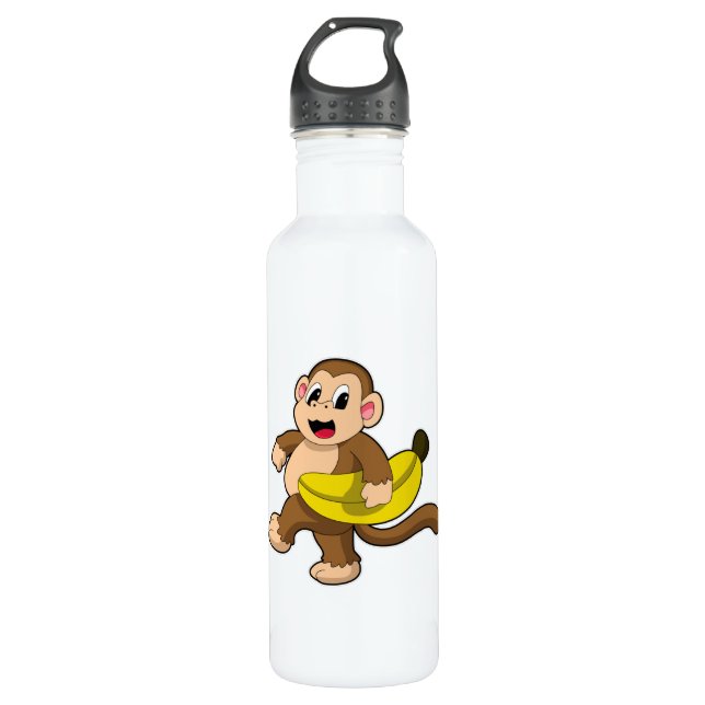 Monkey at Running with Banana 710 Ml Water Bottle (Front)