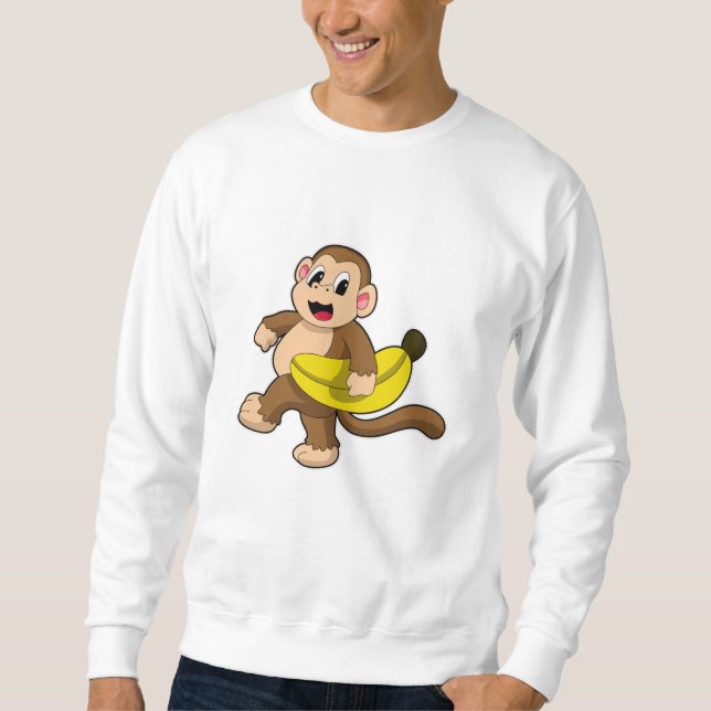 Monkey at Running with Banana Sweatshirt (Front)