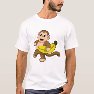 Monkey at Running with Banana T-Shirt