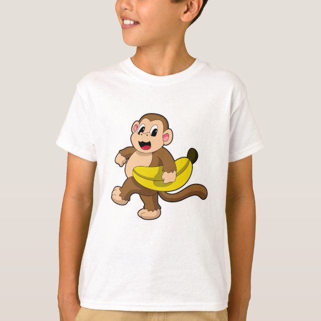 Monkey at Running with Banana T-Shirt (Front)
