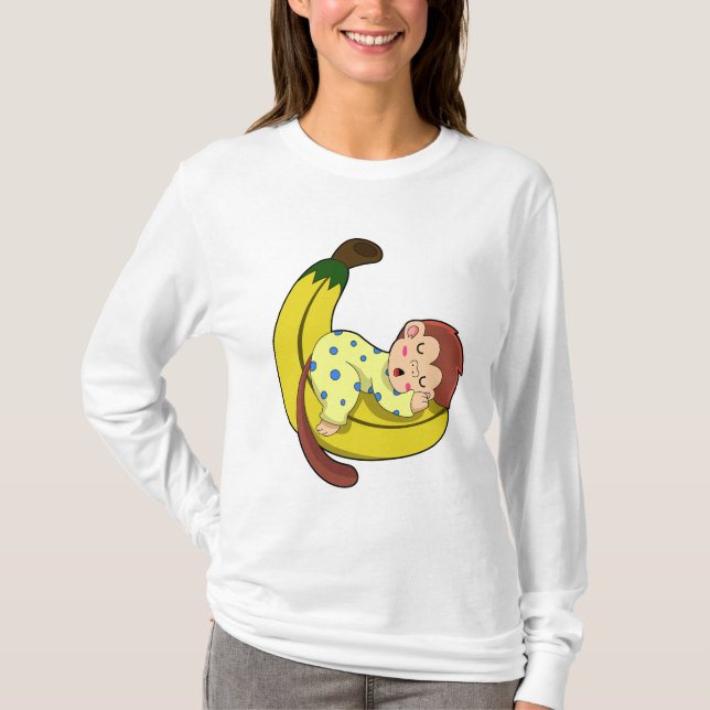 Monkey at Sleeping in Pajamas T-Shirt (Front)