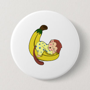 Monkey at Sleeping in Pyjamas 3 Inch Round Button
