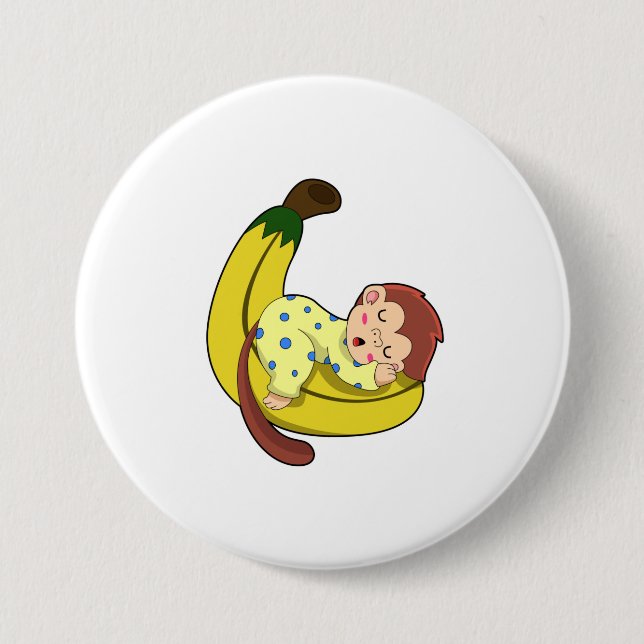 Monkey at Sleeping in Pyjamas 3 Inch Round Button (Front)