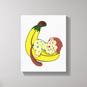 Monkey at Sleeping in Pyjamas Canvas Print