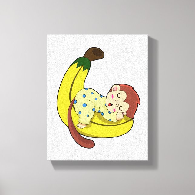 Monkey at Sleeping in Pyjamas Canvas Print (Front)