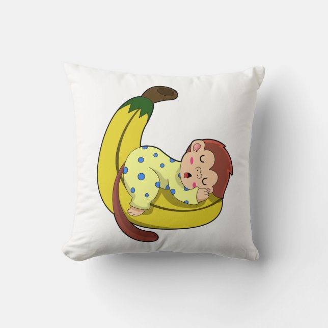 Monkey at Sleeping in Pyjamas Throw Pillow (Front)