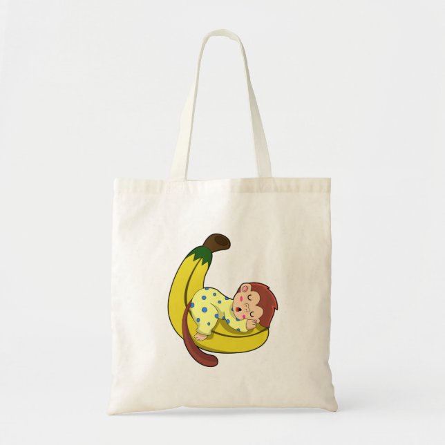 Monkey at Sleeping in Pyjamas Tote Bag (Front)