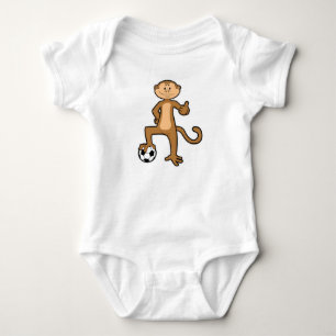 Monkey at Sports with Soccer ball Baby Bodysuit