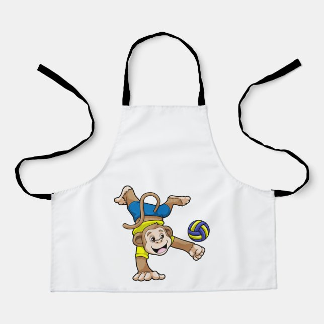 Monkey at Sports with Volleyball Apron (Front)