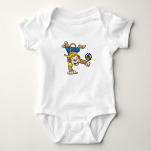 Monkey at Sports with Volleyball Baby Bodysuit