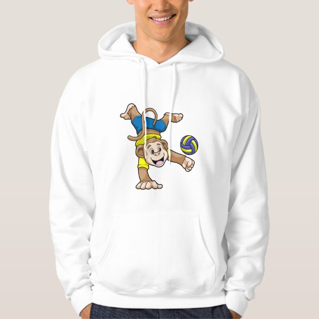 Monkey at Sports with Volleyball Hoodie (Front)
