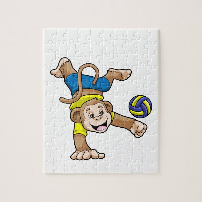 Monkey at Sports with Volleyball Jigsaw Puzzle (Vertical)