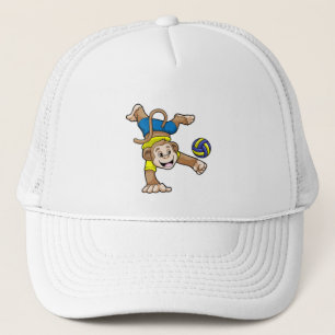 Monkey at Sports with Volleyball Trucker Hat