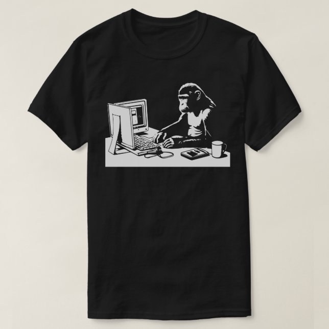 monkey at the computer T-Shirt (Design Front)