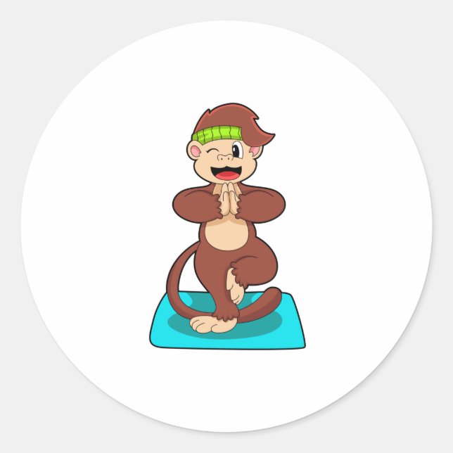 Monkey at Yoga in Standing Classic Round Sticker (Front)