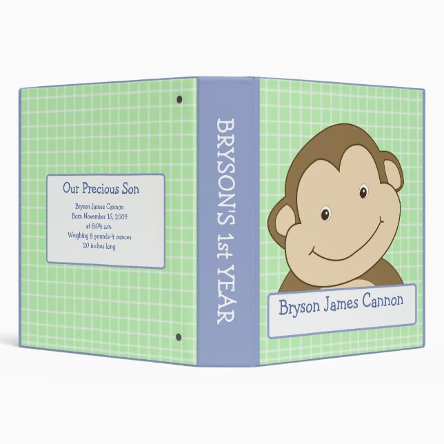 MONKEY Baby Scrapbook Keepsake Shower Gift Binder (Background)