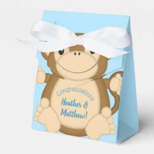 Monkey Baby Shower Blue Favor Box