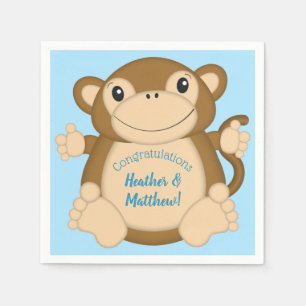 Monkey Baby Shower Blue Napkin