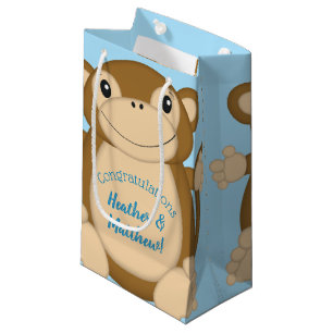 Monkey Baby Shower Blue Small Gift Bag