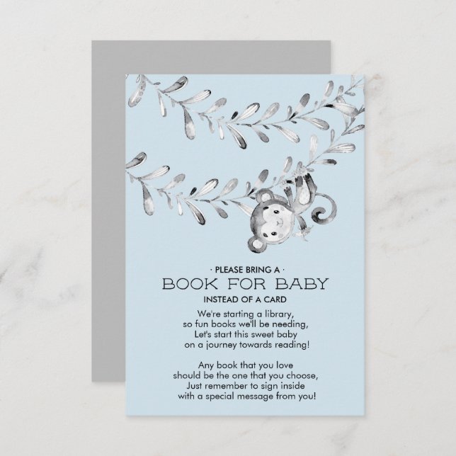 Monkey Baby Shower Book for Baby Card (Front/Back)