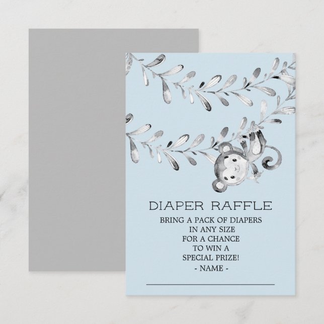 Monkey Baby Shower Diaper Raffle Ticket Invitation (Front/Back)