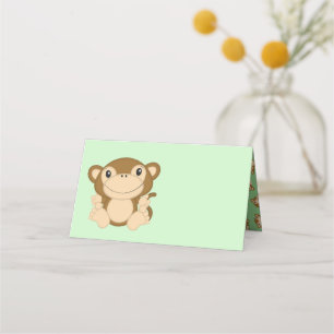 Monkey Baby Shower Green Place Card