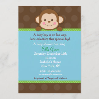 Monkey Baby Shower Invitations Boy