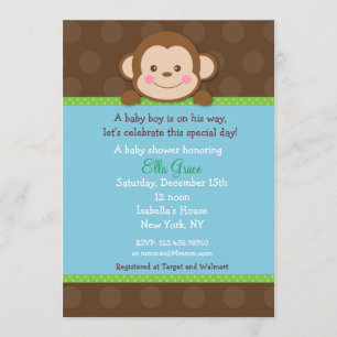 Monkey Baby Shower Invitations Garçon
