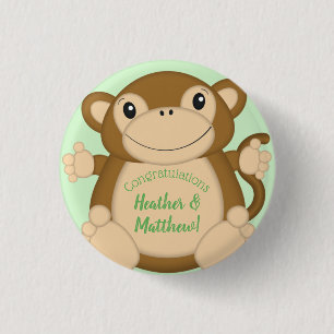 Monkey Baby Shower Jungle 1 Inch Round Button