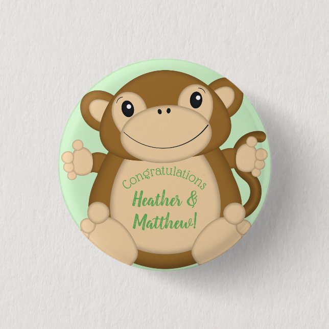 Monkey Baby Shower Jungle 1 Inch Round Button (Front)