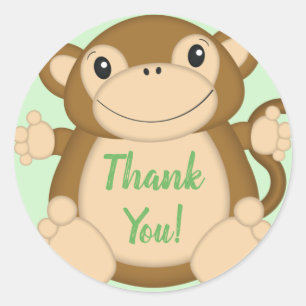 Monkey Baby Shower Jungle Classic Round Sticker