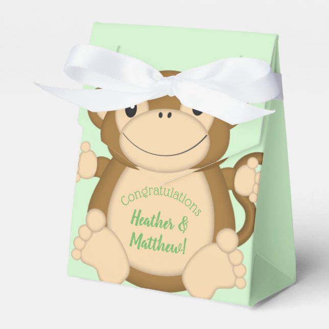 Monkey Baby Shower Jungle Favor Box (Front Side)