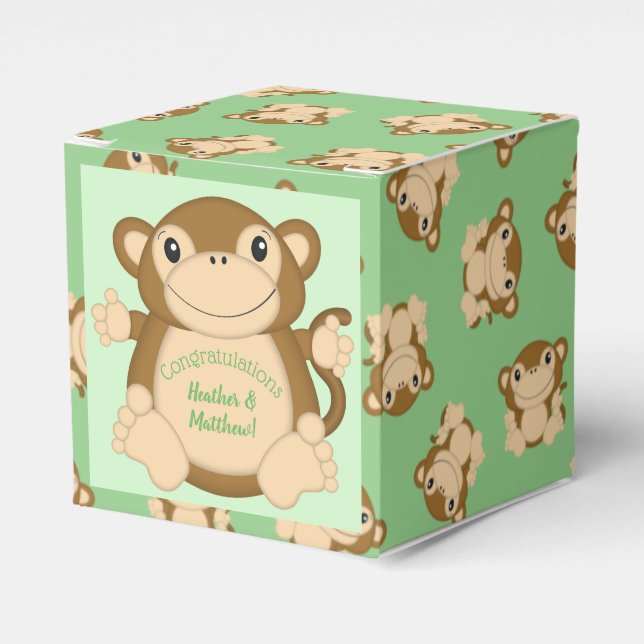 Monkey Baby Shower Jungle Favor Box (Front Side)