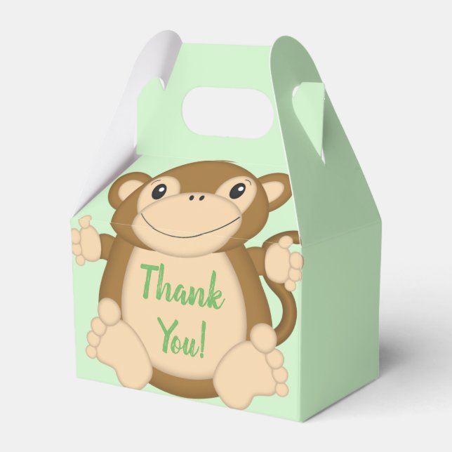 Monkey Baby Shower Jungle Favor Box (Front Side)
