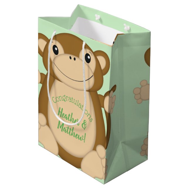 Monkey Baby Shower Jungle Medium Gift Bag (Back Angled)