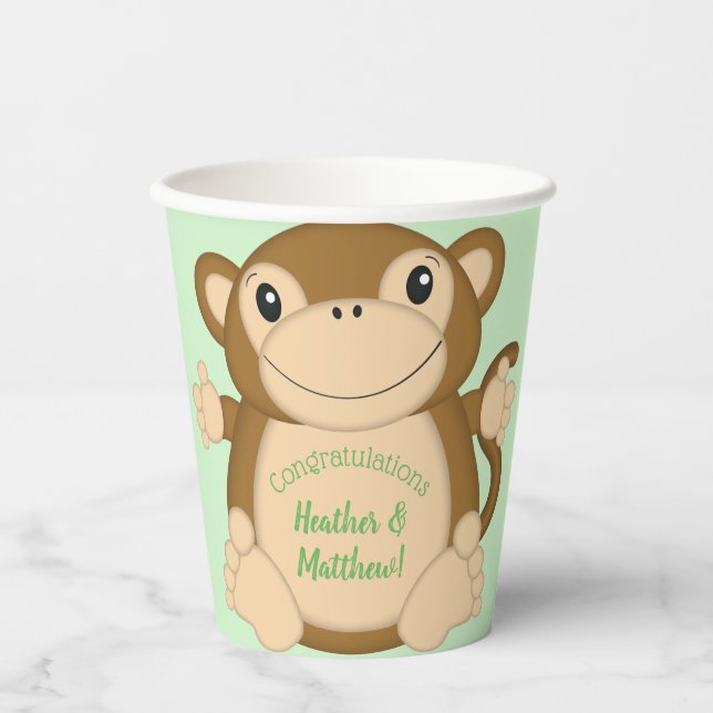 Monkey Baby Shower Jungle Paper Cups (Front)