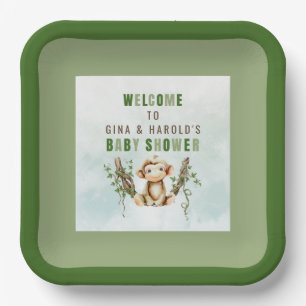 Monkey Baby Shower Personalized Paper Plates