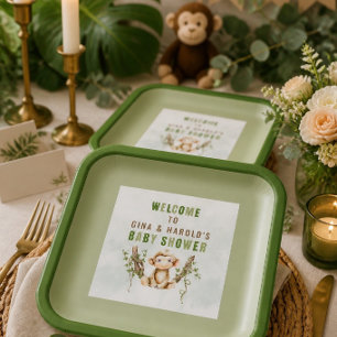 Monkey Baby Shower Personalized Paper Plates