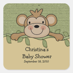 Monkey Baby Shower Square Sticker
