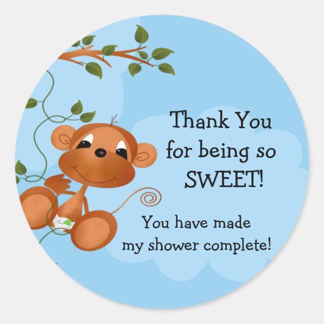 Monkey Baby Shower Sticker (Front)