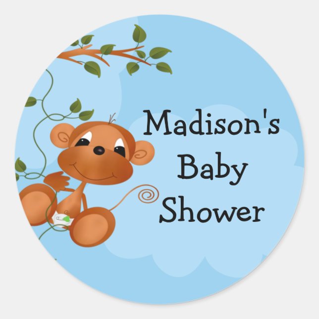 Monkey Baby Shower Sticker (Front)